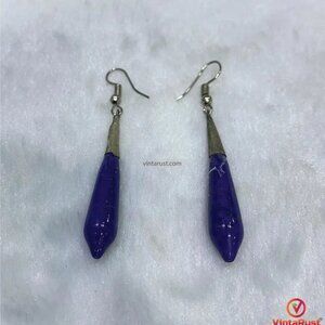 Minimalist Blue Stone Earrings: Lapis Lazuli Handmade Long Drop Earrings